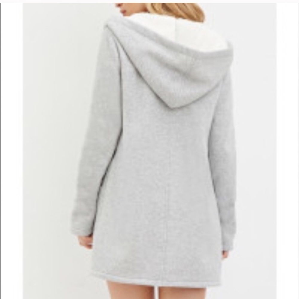 Grey Fleece Lined Zip Up Hoodie - Picture 3 of 8